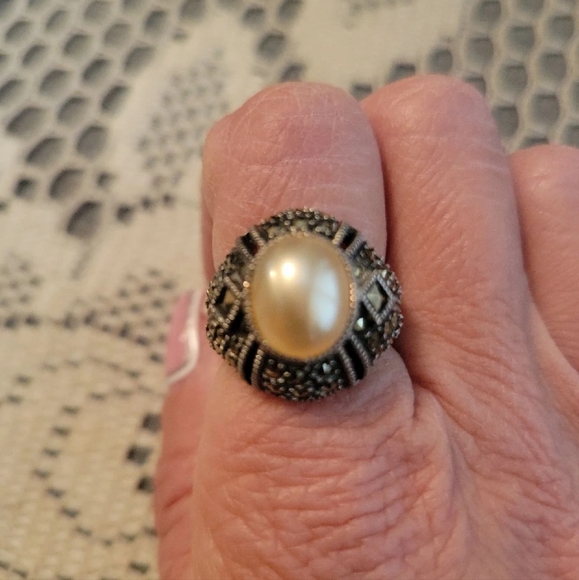 Judith Jack Jewelry - Judith Jack SS, Marcasite, & Mobe Pearl Ring